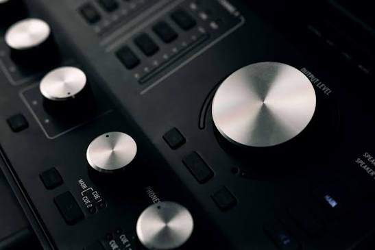 Monitor controller knobs in close-up